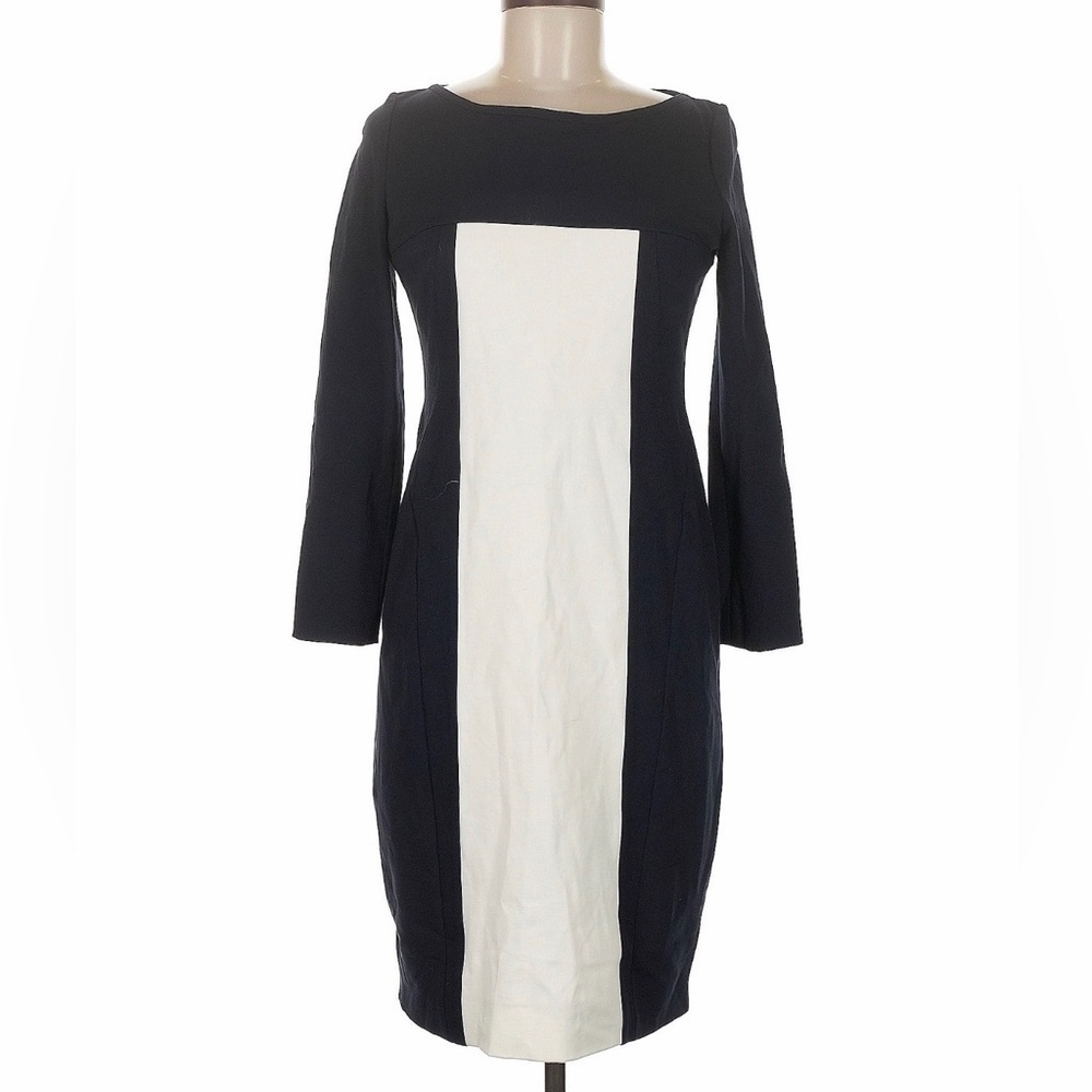 Akris Punto Navy & Ivory Colorblock Sheath Dress Minimalist Tailored US 6 - Picture 3 of 12